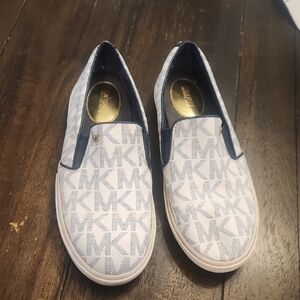 Michael Kors Womans Slip-On Sneakers - White and Navy